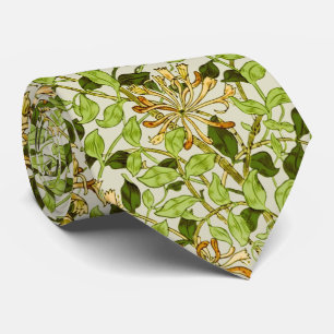 William Morris Honeysuckle Green Flowers Tie
