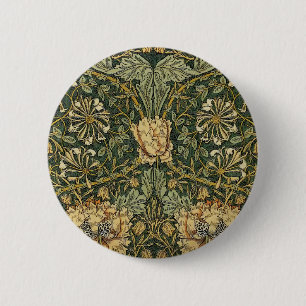William Morris Honeysuckle Green Yellow  6 Cm Round Badge