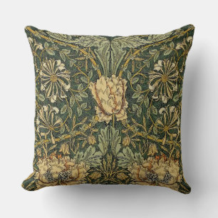 William Morris Honeysuckle Green Yellow  Cushion