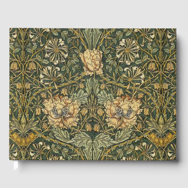 William Morris Honeysuckle Green Yellow  Guest Book (Front)