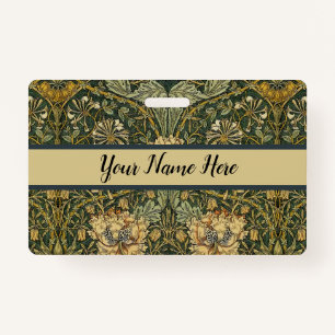 William Morris Honeysuckle Green Yellow  ID Badge
