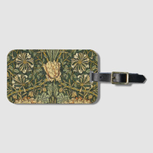 William Morris Honeysuckle Green Yellow Luggage Tag