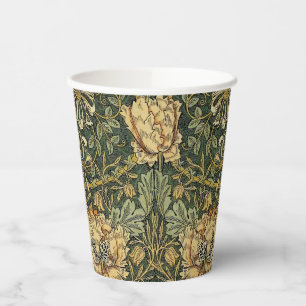 William Morris Honeysuckle Green Yellow Paper Cups