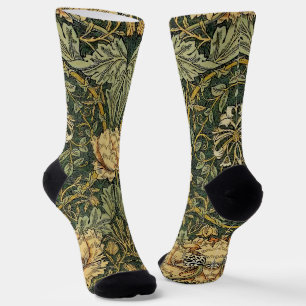 William Morris Honeysuckle Green Yellow Socks