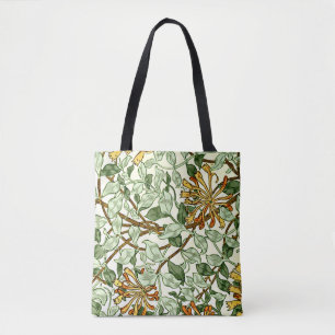 William Morris - Honeysuckle in Green and Gold Tote Bag