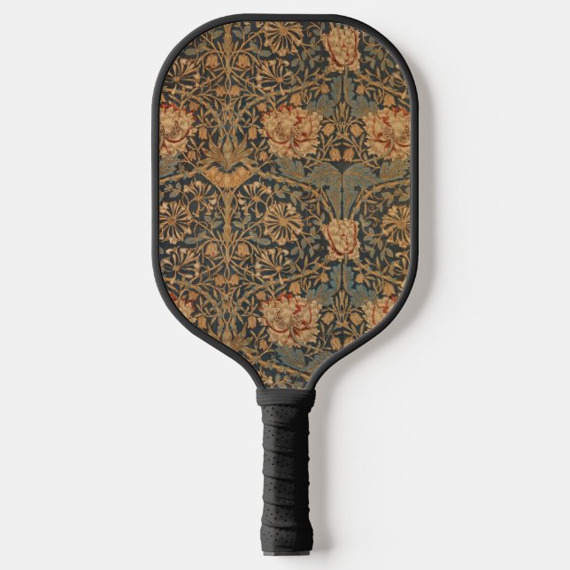 William Morris Honeysuckle Rich Red Dark Blue Pickleball Paddle (Front)