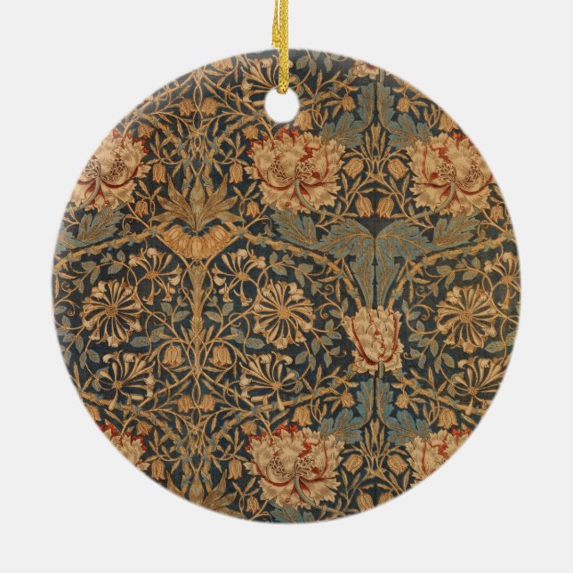 William Morris Honeysuckle Rich Wallpaper Ceramic Tree Decoration (Back)