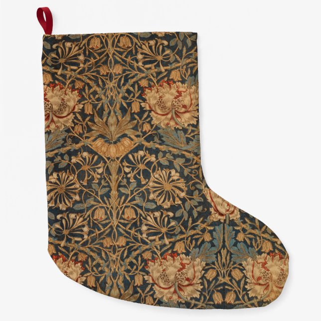 William Morris Honeysuckle Rich Wallpaper Large Christmas Stocking (Front)