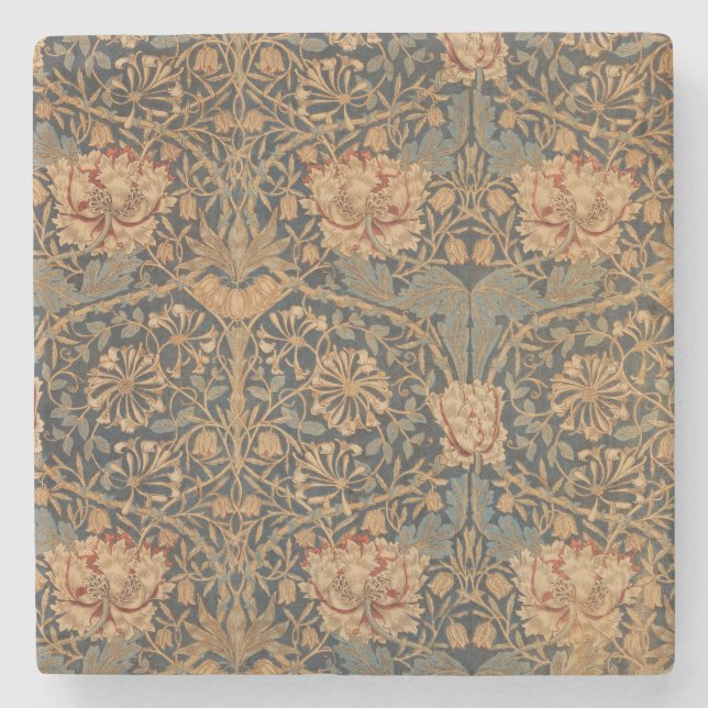 William Morris Honeysuckle Rich Wallpaper Stone Coaster (Front)