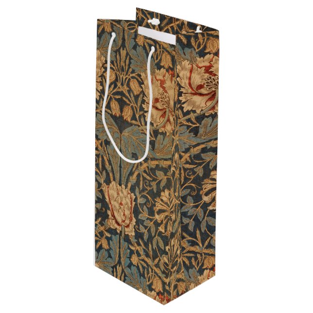 William Morris Honeysuckle Rich Wallpaper Wine Gift Bag (Front Angled)
