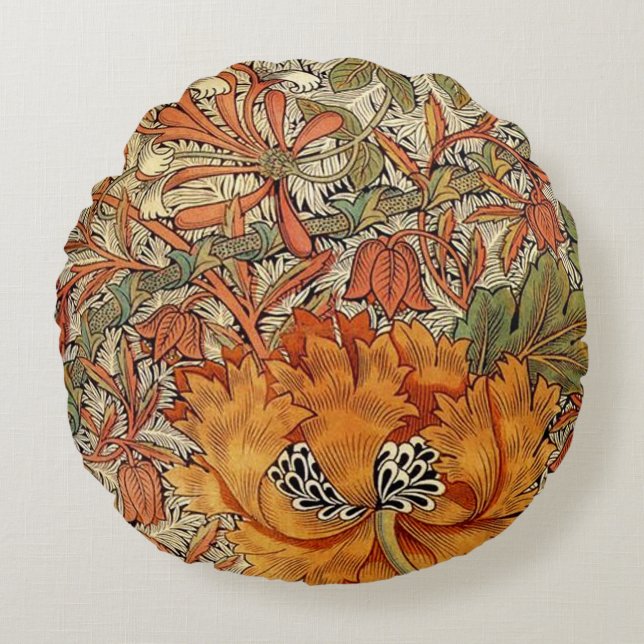 William Morris Honeysuckle Round Cushion (Front)
