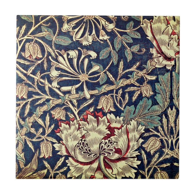 William Morris Honeysuckle Vintage Pastel Tile (Front)