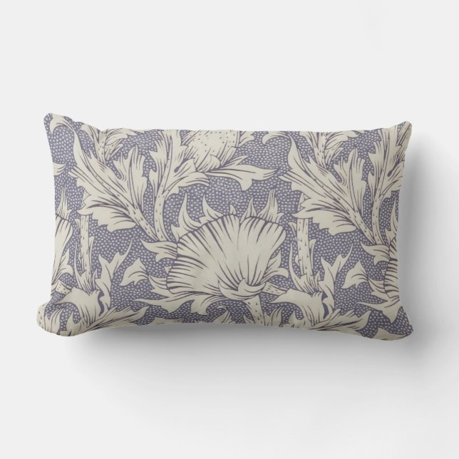 William Morris Horn Poppy Classic Floral Lumbar Cushion (Front)