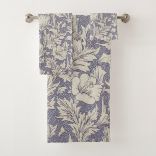 William Morris Horn Poppy Wallpaper Print: Vintage Bath Towel Set