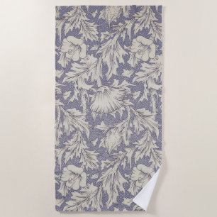 William Morris Horn Poppy Wallpaper Print: Vintage Beach Towel