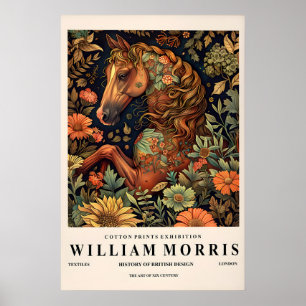 William Morris Horse Print Dark Floral Cottagecore