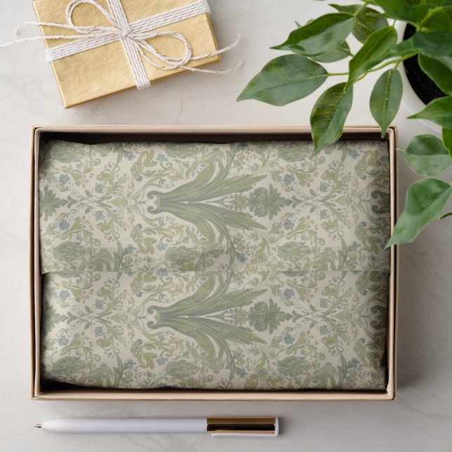 William Morris Hyacinth Floral sage green Pattern  Tissue Paper (Gift)