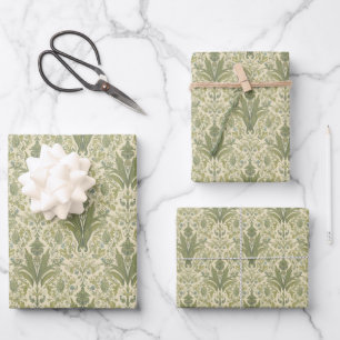 William Morris Hyacinth Floral sage green Pattern  Wrapping Paper Sheet