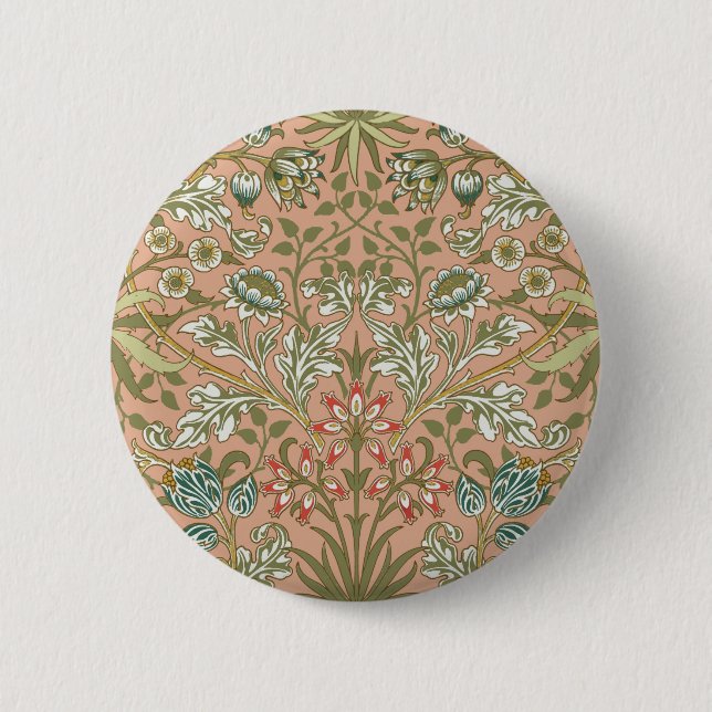 William Morris Hyacinth Flower Rose Art 6 Cm Round Badge (Front)