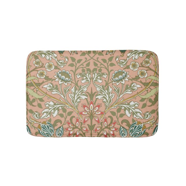 William Morris Hyacinth Pattern Dusty Rose Bath Mat (Front)