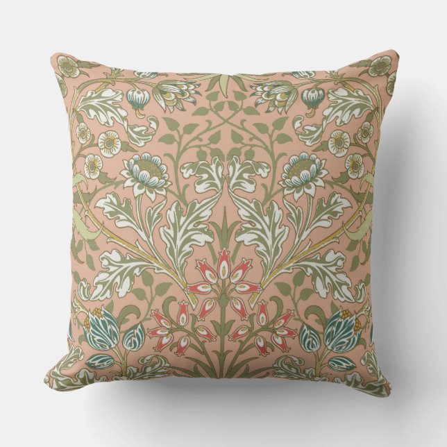 William Morris Hyacinth Pattern Dusty Rose Cushion (Front)