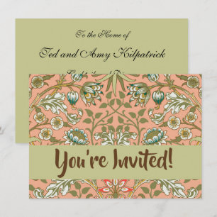 William Morris Hyacinth Pattern Dusty Rose Invitation