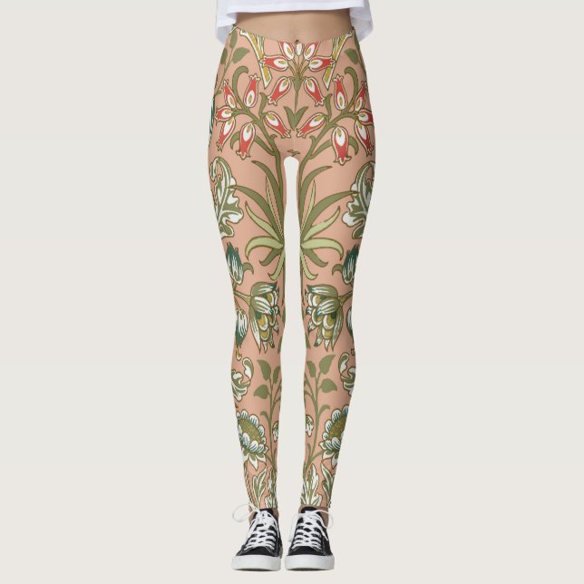 William Morris Hyacinth Pattern Dusty Rose Leggings (Front)