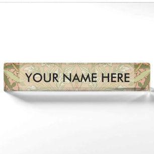 William Morris Hyacinth Pattern Dusty Rose Nameplate