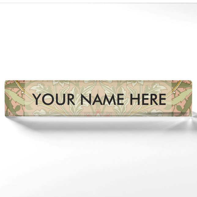 William Morris Hyacinth Pattern Dusty Rose Nameplate (Front)