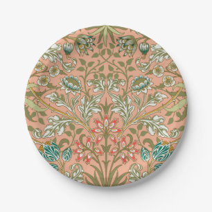 William Morris Hyacinth Pattern Dusty Rose Paper Plate