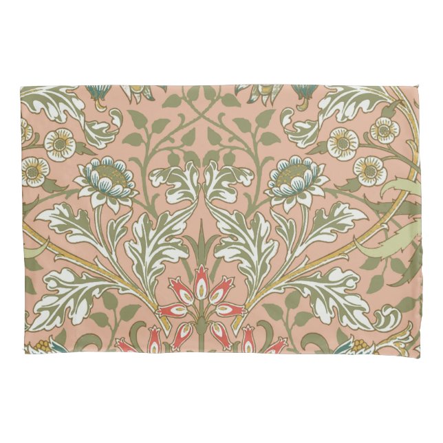 William Morris Hyacinth Pattern Dusty Rose Pillowcase (Front)