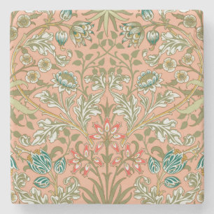 William Morris Hyacinth Pattern Dusty Rose Stone Coaster