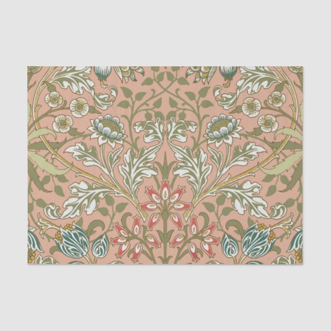 William Morris Hyacinth Pattern Dusty Rose Tissue Paper (Front)