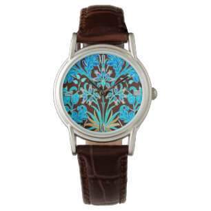William Morris Hyacinth Print, Aqua and Brown Watch