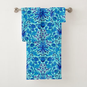 William Morris Hyacinth Print, Aqua and Turquoise  Bath Towel Set