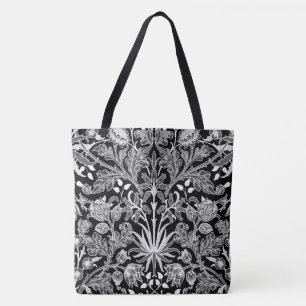 William Morris Hyacinth Print, Black and White Tote Bag