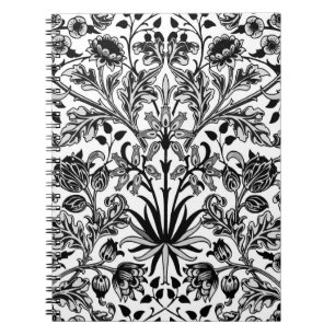 William Morris Hyacinth Print, Black, White & Grey Notebook