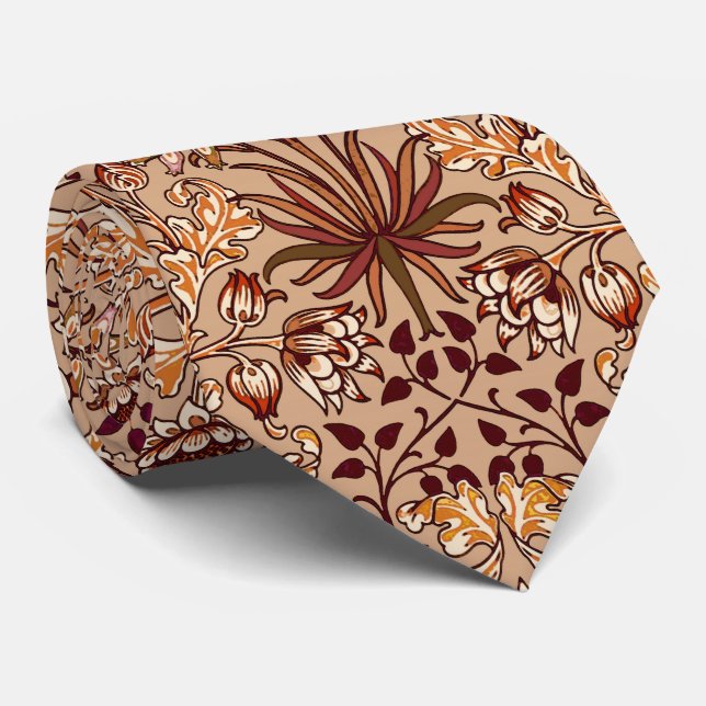 William Morris Hyacinth Print, Brown and Beige Tie (Rolled)