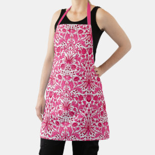 William Morris Hyacinth Print, Burgundy and Pink  Apron