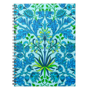 William Morris Hyacinth Print, Cerulean Blue Notebook