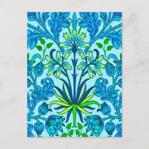 William Morris Hyacinth Print, Cerulean Blue Postcard