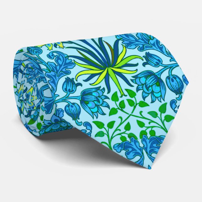 William Morris Hyacinth Print, Cerulean Blue Tie (Rolled)