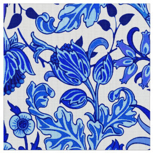 William Morris Hyacinth Print, Cobalt Blue & White Fabric
