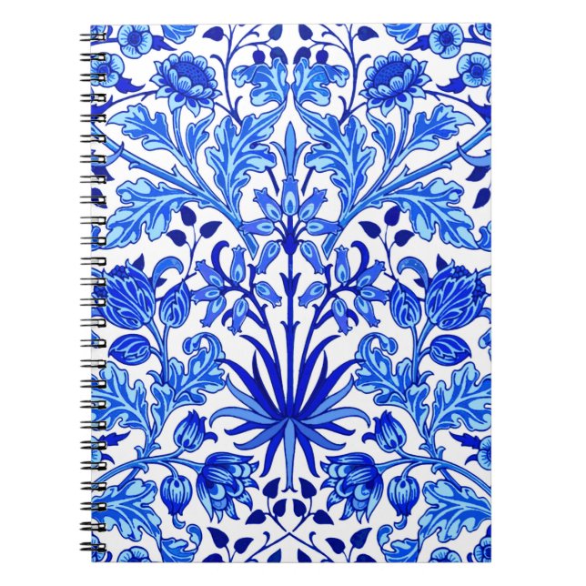 William Morris Hyacinth Print, Cobalt Blue & White Notebook (Front)