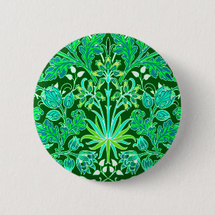 William Morris Hyacinth Print, Emerald Green 6 Cm Round Badge