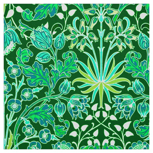 William Morris Hyacinth Print, Emerald Green Fabric (Swatch)