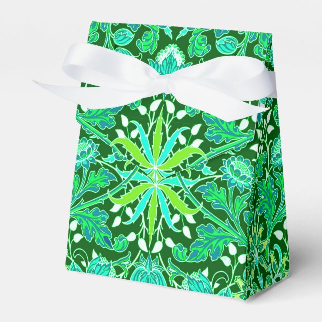 William Morris Hyacinth Print, Emerald Green Favour Box (Front Side)