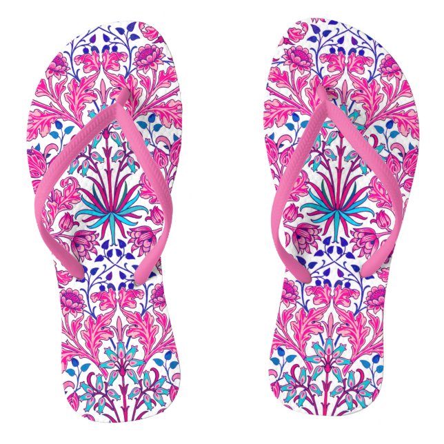 William Morris Hyacinth Print, Fuchsia Pink Jandals (Footbed)