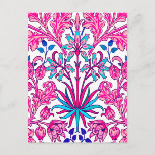 William Morris Hyacinth Print, Fuchsia Pink Postcard