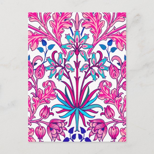 William Morris Hyacinth Print, Fuchsia Pink Postcard (Front)